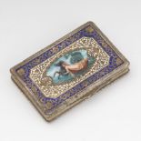 Gold Washed and Enameled 800 Silver Box  2" x 3"Silver box, gilt, with hinged lid having a