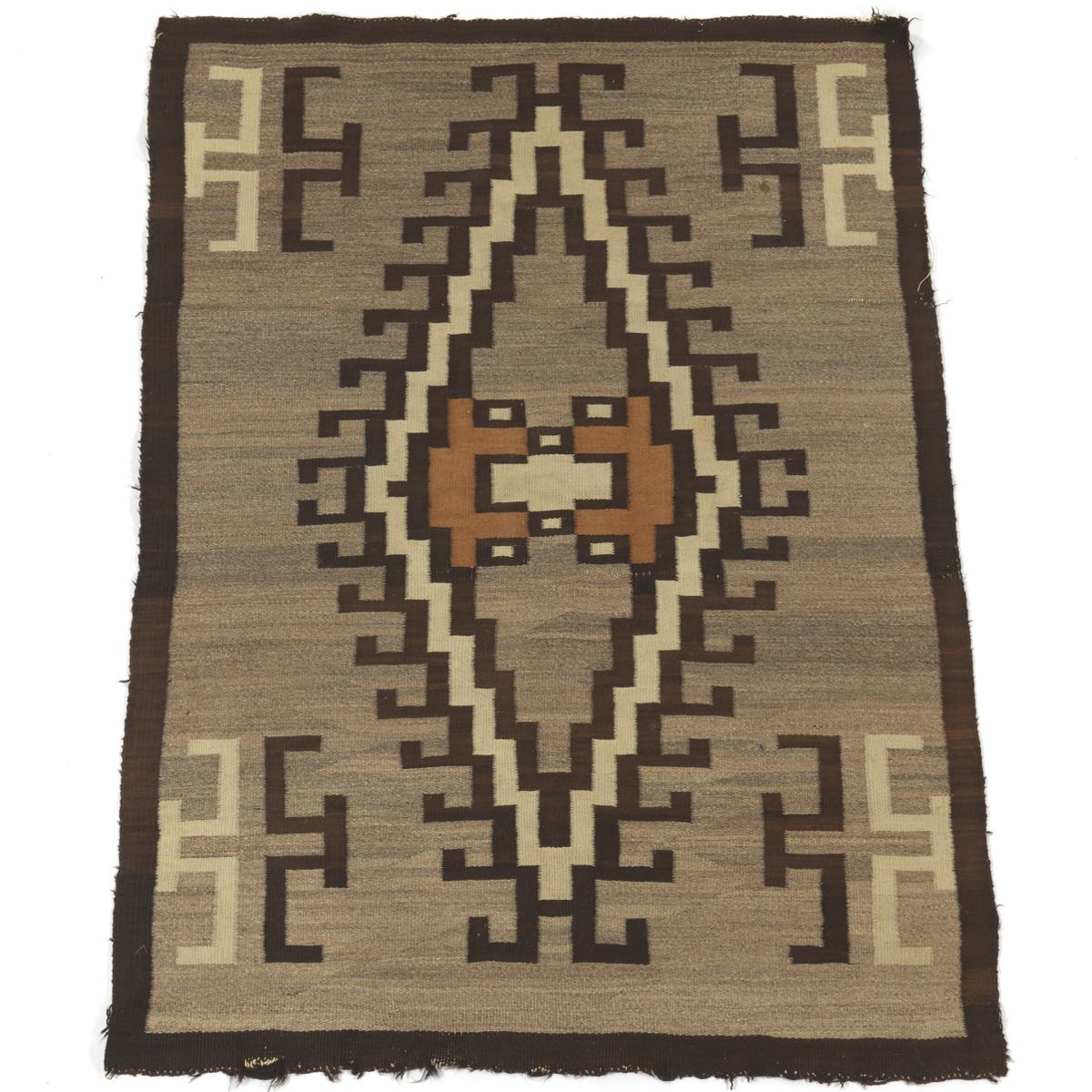 Navajo Blanket, ca. 1900 5'4" x 3'7-1/2"Homespun wool, tight weave with natural dyes, colors include