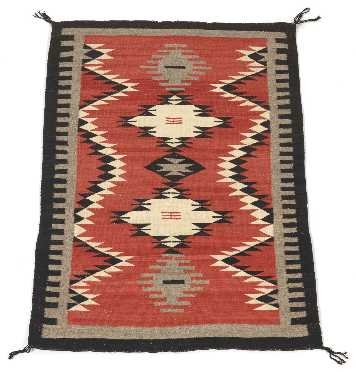 Navajo Saddle Blanket, ca. 1900-1940's 48-5/8" x 33-3/4"Homespun yarn of natural dyes including red, - Image 2 of 2