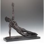 Enzo Plazzotta  (Italian, 1921-1981)  21" x 21" x 5" "David Wall-Despair".  Cast bronze, signed