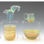 Baker O'Brien (American, Contemporary), Labino Glass Studio nullFour iridescent swirled glass pieces