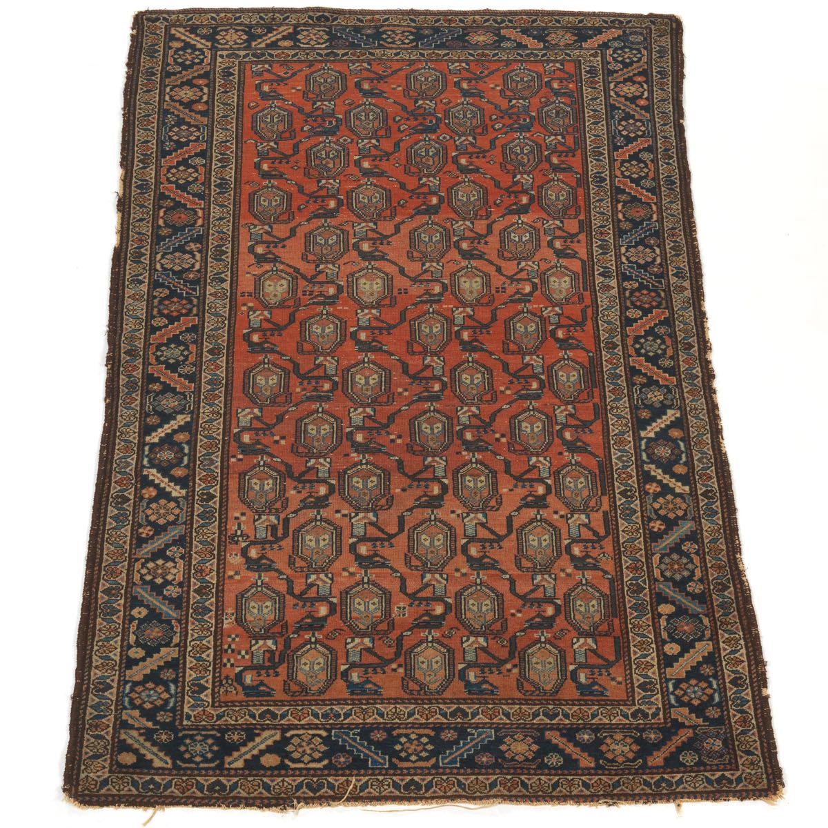 Genji Carpet, 19th Century 6'8" x 4'3"Wool on wool weft, flat wove with no pile. Nomadic carpet,