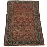 Genji Carpet, 19th Century 6'8" x 4'3"Wool on wool weft, flat wove with no pile. Nomadic carpet,