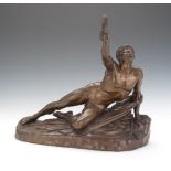 Jean-Pierre Cortot (French, 1787-1843) 15" x 17" x 6""Soldier of Marathon".  Cast bronze, 19th