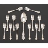 Twelve Gorham Sterling Silver Ice Cream Spoons and Serving Spoon, ca. Late 19th Century nullTwelve