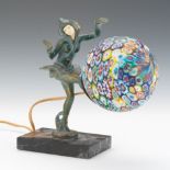 Dancing Girl Lamp 9" x 5" x 3 1/2" baseMillefiore glass gall novelty lamp with figure. Figural