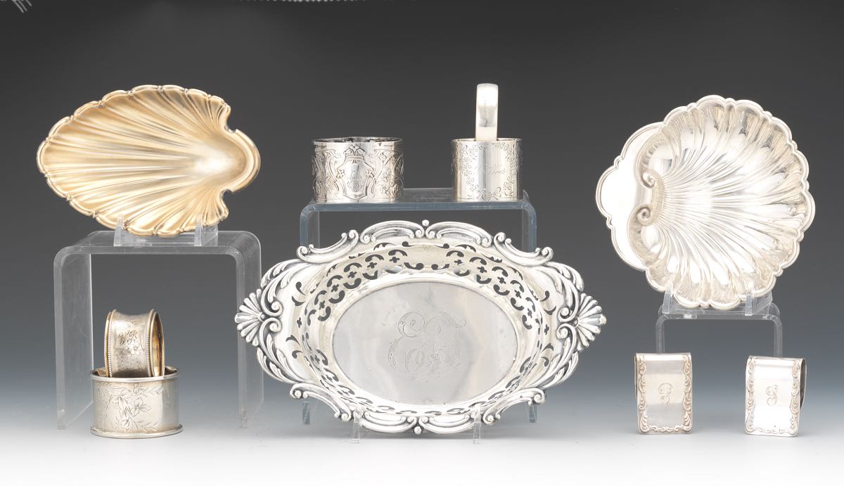 Group of Ten Sterling Silver Table Objects, Including Gorham and S. Kirk and Son  nullConsisting of: