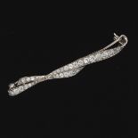 Edwardian Diamond Ribbon Brooch  2 x Â¼ in. Platinum brooch of delicate proportions, set with