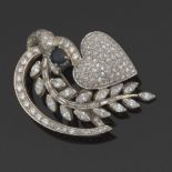 Ladies' Platinum, Diamond and Sapphire Brooch 1-3/4" x 1-3/8"Platinum brooch with safe pin on the