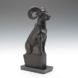 William Mozart McVey (American, 1905-1995) 12-1/2" x 4-1/2"Ram.  Cast bronze with warm brown patina,