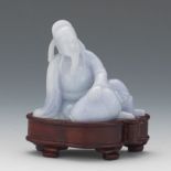 Chinese Lavender Jade Carving of a Sage 2-1/4" x 2-1/2" Beautifully carved lavender jade figure of a