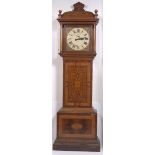 Dutch Marquetry Slave Clock 10'4" x 3'1-5/8" x 1'6-3/8"Blonde wood inlaid box front, painted dial