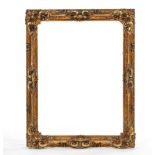 Carved Gilt Wood and Gesso Frame, ca. Late 19th Century  nullIn the Rococo revival style, carved