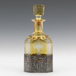 German Silver Mounted Etched Amber Crystal Wine Decanter by Schleissner Sohne, Hanau, ca. Late