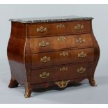 Dutch Bombe Mahogany Commode, ca. 1770 35" x 39" x 19-3/4"With shaped grey marble top with white