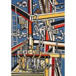 After Fernand Leger (French, 1881-1955) 96-1/4" x  68-7/8""Les Constructeurs", ca. 1990's. Hand