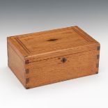 Decorative Oak Dovetailed Box 13-1/2" x 9" x 6"Inlaid banded oak dovetailed wood box, with three