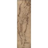 Jacopo Negretti, Dit Palma Il Giovane (Venetian, 1548-1628) 9-3/8" x 2-7/8" paper "Etude d'homme