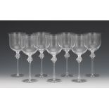 Lalique Seven "Roxanne" Wine Goblets 7-1/2" x 3-1/8"Eight glass wine goblets, "Roxanne" pattern in