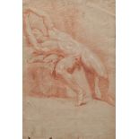 Attributed to Pietro Dandini  (Italy, 1646 - 1712)  16-1/4" x 10-7/8" paperA male academic nude. Red