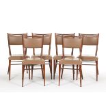 Six Paul McCobb Designed Side Chairs 34-1/2" x 16-3/4" x 18-1/2"Six Paul McCobb light brown vinyl