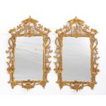 George III Pair of English Chinoiserie Chippendale Carved Gilt Wood Girandole Mirrors with Small