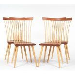 Four Thos. Moser "Eastward" Side Chairs 39-1/4" x 20-3/4" x 20"Four Thos. Moser cherry and ash