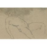 Benjamin West (American, 1738 - 1820) 4-5/8" x 7" paper Male Nude ("Barberini Faun" Study), ca.