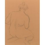 Aristide Maillol (French, 1861-1944)  10-1/2" x 8-3/8" paper "Nue de Dos Accroupis". Pencil on tan