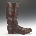 Monumental Old Boot Cane or Umbrella Holder 1'11"Styled as an old leather boot, fashioned from