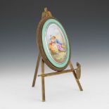 French d'Ore Bronze and Porcelain Artist's Easel and Vanity Beveled Mirror, ca. Late 19th Century