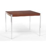 Rosewood Game Table by Richard Shultz for Knoll  26" x 34" x 34"Rosewood game table with chrome legs