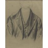 German School, Early 19th Century 12-1/4" x 9-1/2" paperA study of an overcoat. Black charcoal on