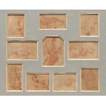 Venetian School, 18th Century Largest is 4" x 3"Group of 10 red chalk studies of hands. Each in