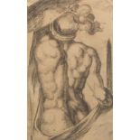 Italian School, 17th Century 13" x 8" paperStanding Male Torso seen from behind. Standing man with a