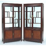 A Pair of Chinese Display Cabinets 72" x 35 3/4" x 16" eachPair of Chinese Treasure cabinets with