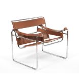 Stendig "Wassily" Club Chair  28-1/2" x 30-1/2" x 27-1/2"Brown leather band and chrome "Wassily"