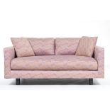 Harvey Probber Settee  24-1/4" x 54-1/2" x 36-1/2"Mauve and lavender colored settee with one loose