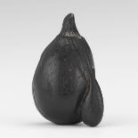 Carved Wood Netsuke of a Squash and Small Squash 2"Ebonized wooden netsuke of two squashes.