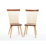 Two Thos. Moser "Eastward" Side Chairs 39 Â¼" x 20 Â¾" x 20"Two Thos. Moser cherry and ash wood "