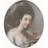 British School, ca. 19th Century 9-1/2" x 8" paper Portrait of Louisa O'Callaghan, wife of William