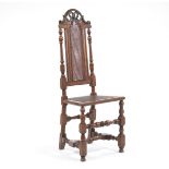 Walnut Chair with Cane Seat and Splat, English, ca. Late 17th Century 47-1/2" x 17-1/2" x 17-1/2"