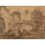 Attributed to John Coney (British, 1786-1833) 7-1/2" x 10-1/8" paper Ratcliff Highway. Brown ink and