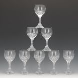 Eight Baccarat "Massena" Wine Glasses 7" x 3-1/4"Eight crystal wine glasses, raised on stems with