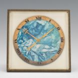 Swiss Eight Day d'Ore Bronze and Enameled Clock, Image After Nicolas Poussin 4-1/8" x 4-1/8" x 3"