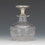 Gorham Art Deco Sterling Silver and Crystal Dresser Perfume Bottle, ca. Early 20th Century 4-7/8"