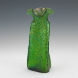 Loetz Art Nouveau Organic Emerald Green Threaded Vase, ca. Late 19th Century  10"Triangular