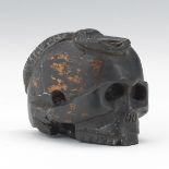 Skull and Snake Netsuke 1-1/2" x 1-1/8" x 2"Carved, ebonized wood netsuke of a snake penetrating the