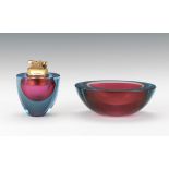 Murano Glass Smoking Set nullContemporary murano thick-glass with lighter and ash tray in blue and