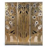 Deco Style Three Panel Screen 7' x 2' each panelFountain and flower motif; each panel carved and